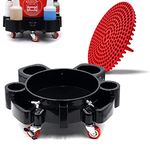 Bucket Dolly, Removable Rolling Bucket Dolly,5 Roll Swivel Casters to Move 360 Degree Turning Car Wash Bucket Dolly with Red Car Wash Bucket Insert for Car Washing Detailing Smoother Maneuvering
