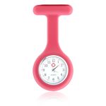 Goerpn Silicone Nurse Watch with Brooch, Infection Control Design, Pocket Clock with Pin for Health Care Nurse Doctor Paramedic, Medical Brooch Fob Watch for Women Men (Pink)