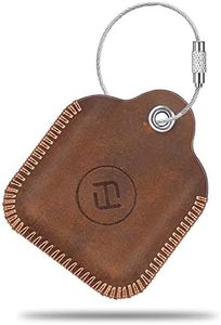 Fintie Genuine Leather Case for Tile Mate/Tile Pro/Tile Sport/Tile Style/Cube Pro Key Finder Phone Finder, Anti-Scratch Protective Skin Cover with Keychain, Brown