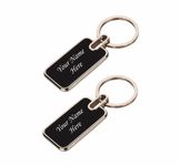 PARTY PENS THE P3 STORE Personalized Premium Metal Key Chain With Name Engraved, Black Finish (Pack Of 2)