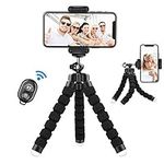 Lidasen Flexible Mini Tripod Holder with Bluetooth Control, Portable Travel Camera Mobile Phone Mount Compatible with iPhone, Android Phones, GoPro, 4-8" Smart Device