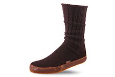 Acorn Unisex Slipper Socks, Flexible Cloud Cushion Footbed with a Suede Sole, Mid-Calf Length, Raisin, 9.5/10.5 UK