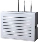 Geyao White Wireless Router Storage Shelf Wall-Mounted WiFi Router Storage Box Socket Shielding Wire Finishing Wire Box Floating Shelf (Size : Inner diameter 45cm)