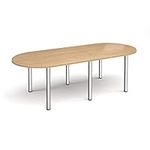 Mr Office Radial end meeting table with 6 radial legs - chrome legs, Oak