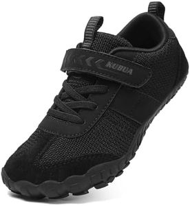 KUBUA Boys Girls Sneakers Kids Barefoot Shoes Comfortable Anti-Slip Walking Shoes for Indoor Outdoor Tennis Running Hiking Training All Black 9.5 Toddler