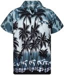 V.H.O. Funky Hawaiian Shirt Casual Men Front Pocket Button Down Very Loud Shortsleeve Unisex Beach Multi Colors, Beach Grey, XX-Large