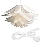 kwmobile Hanging Puzzle Lamp Kit - Lotus Flower 19.7" (50cm) Modern Ceiling Pendant Light with DIY Shade to Assemble and 15ft Plug-in Power Cord