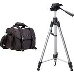 Amazon Basics 60-Inch Lightweight Tripod with Bag & Large shoulder bag for camera and accessories, Black with grey interior