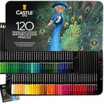 Castle Art Supplies 120 Watercolour Pencils Set | Quality Vibrant Pigments | Draw and Paint at Same Time | for Adult Artists and Professionals | Protected and Organised in Presentation Tin