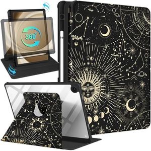 Kidcube for Samsung Galaxy Tab A9 Plus Case 11 Inch for Women Girls Cute Folio Cover with Pencil Holder Sun Moon Star Design Fashion Rotating Stand Teen for Tab A9+ Plus Tablet Case SM-X210/X216/X218