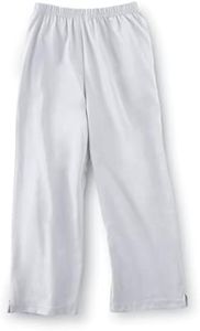 Collections Etc Women's Cotton Knit Cropped Capri Pants with Elastic Waist, Gray, X-Large