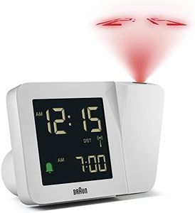 Braun Reloj Despertador Digital con radiocontrol Huso horario de Europa Central (DCF) con 4 Opciones de retroiluminación, Pantalla LCD Negativa, Ajuste rápido, Blanco, Modelo BC15W-DCF