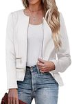 Zeagoo Womens Blazer Cropped Open Front Zipper Dress Jacket O Neck Casual Office Suit Jacket