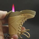 Wild World Lifestyle® Refillable Military Boot-Shaped Lighter Keychain & Bottle Opener | Adjustable Red Flame | Camel Brown Finish Premium Pocket Cigarette Lighter Craft Pendant Smokers Best Gift