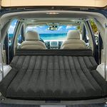 Goplus Car Bed Back Seat with Pillow, Flocking Surface, Electric Air Pump, Repair Kit, Truck Bed Mattress, Inflatable SUV Air Mattress for Traveling, Camping, Sleeping, Black