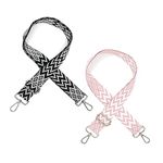 Pack of 2 Adjustable Shoulder Straps for Bags, 3.8 cm Wide, Bag Strap 80 - 141 cm, Adjustable Length for Shoulder Bag, Carry Bags and Handbags (Black + Pink)