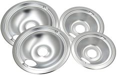 WB31T10010 and WB31T10011 Chrome Oil Drip Pans Replacement Set Fits for GE Hotpoint Kenmore Electric Range with Locking Slot - Includes 2 6-Inch and 2 8-Inch Pans, 4 Pack, Silver