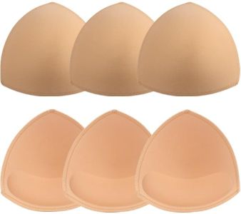 Adamotto Bra Pads Inserts 3 Pairs Push Up Breast Ehancers Padding for Sport Bathing Suit Swimsuits Beige - D/E