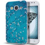 Galaxy Core Prime Case,NSSTAR Flexible Scratch-Proof Shockproof Ultra Thin [Slim Fit] Crystal Clear Rubber TPU Soft Silicone Bumper Case for Samsung Galaxy Core Prime/Prevail 4G LTE,Blue Plum Blossom