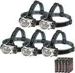 EverBrite 5-Pack Headlamp, Battery Operated LED Headlight Flashlight, Lightweight Kids Headlamps for Camping, Running, Reading, Fishing, Hunting, Walking, Jogging (Batteries Included)