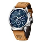 Sapphero Watches for Men Quartz Chronograph 10ATM Waterproof Brown Leather Men's Minimalist Slim Fashion Watch Gifts for Men