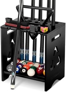 EXTCCT Pool Stick Holder Floor Stand - Hardwood Solid Wood Pool Cue Rack for 10 Cues, Billiard Cue Holder with Pool Table Accessory Organizer for Game Room or Home Bar（black）