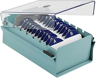 Acrimet Index Business Card Size File Holder Organizer Metal Base Heavy Duty (AZ Index Cards and Divider Included) (Green Color with Clear Crystal Plastic Lid Cover)