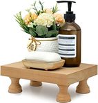 EOSAHR Modern Farmhouse Wood Riser for Display : Decorative Pedestal Stand for Home & Kitchen Decor and Retro Soap Stand for Sink - Rustic Bathroom Counter Tray and Countertop Organizer (Light Brown)