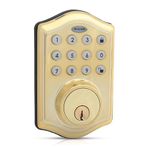 Honeywell Safes & Door Locks - 8712009 Electronic Entry Deadbolt with Keypad, Polished Brass, 2.9 x 2 x 6.2 inches