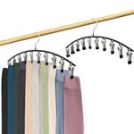 Legging Organizer, Pants Hangers Space Saving with 10 Clips, Closet Organizers and Storage, Multi-Function Clothes Hangers for Leggings, Pants, Jeans, Skirts, Hats, Scarves, Socks (2 Pack, Black)