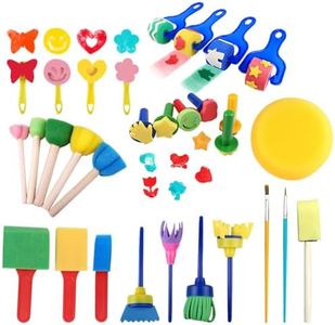 Sponge Painting Brush Set, 30Pcs Children's Painting Sponge Brush Set Foam Brush Sponge Paint Brushes Stamps Foam Art Craft Drawing Tools Sponge Painting Brushes Kids Painting Kits