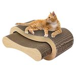 Furrytale 2 in 1 Cat Scratcher Pad - Corrugated Cardboard Ultimate Wave Shape Cat Scratching Board, Reversible Cat Lounge Scratchers for Indoor Cats