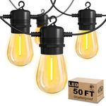 DREAMLAND Outdoor String Lights, 50FT Patio Lights with 16 S14 Shatterproof LED Bulbs(1 Spare), Waterproof Hanging Lights String for Outside Backyard, Deck, Porch, Garden, Party