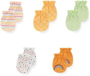 JELYLOVE 5 Pack Unisex New Born Boy Girls No Scratch Mittens Cotton Soft Baby Gloves Accessory 0-3 Months Baby Essentials