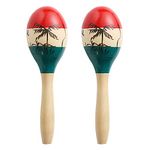 Musfunny Maracas Shakers Musical Instruments, Large Colorful Wood Maraca Rumba Rattle Hand Percussion Sand of the Hammer with Salsa Rhythm for Party Games Performance