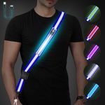 Fitense LED Reflective Belt Sash - 5 Colors & 3 Modes Safety Lights for Walking at Night, High Visibility Rechargeable Light Up Running Gear Adjustable Vest Straps for Walkers Runners Men Women Kids