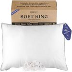 FluffCo Down Pillow with 600 Fill Power White Duck Down Stomach Sleeper Pillow | Hotel Pillow with 300 Thread Count | 100% Cotton Feather Pillows |Soft King Size Pillows 1Pack