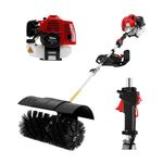 Fridgestea 52cc Petrol Powered Sweeper 2-Stroke Gasoline Engine 8500rpm 2.3HP Hand Held Power Broom with 20.47in Nylon Brush for Artificial Lawn Driveway Garden Leaf Sweeping