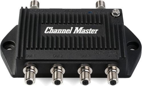 Channel Master TV Antenna Signal Booster – 4-Way Amplified Splitter