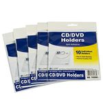 C-Line Self-Adhesive CD Holder, 5.33 X 5.66 Inches, Clear, 5 Packs of 10 Sheets, 50 Total (70568)