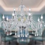 Panghuhu88 Crystal Candle Chandeliers Lighting Modern 15 Lights PendantCeiling Fixture Lamp for Dining Living Room Bedroom Hallway Entry Elegant Decoration (15 bulbs)