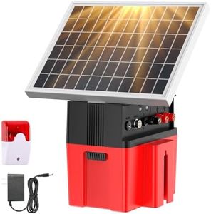 Solar Electric Fence Charger with Siren Alarm, 1.2Joules Fence Charger,12000mAh Battery&10W Solar Panel Fence Energizer, 20Miles Range Electric Fence Energizer Ideal for Livestock, Poultry