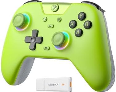 EasySMX X05 Manettes PC sans Fil Rechargeable avec RGB/Vibration/Hall Joystick/Hall Trigger, Manette PC Bluetooth pour Manette PC Gamer/Switch/Mobile/Android/iOS/Android TV Box, 750 mAh, Vert