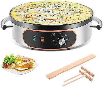 BOEASTER Commercial Crepe Maker, 16" Non-Stick 2000W Electric Crepe Machine Adjustable Temperature Control, Thickened Cast Iron Cooking Surface Pancakes Maker Griddle with Handle