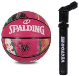 Spalding Marble Pink Women Basketball Ball Size 6 with Ball Inflating Air Pump