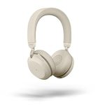 Jabra Evolve2 75 Wireless PC Headset with 8-Microphone Technology - Dual Foam Stereo Headphones with adjustable Advanced Active Noise Cancellation, USB-A Bluetooth Adapter and UC Compatibility - Beige