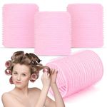 4pk Pink Hair Rollers for Hair Volume, Velcro Rollers for Hair Roller Pink Hair Curlers Rollers for Hair Curling Velcro Hair Rollers for Long Hair Rollers Self Grip Hair Rollers for Soft Bouncy Curls