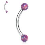 Eyebrow Rings G23 Titanium Eyebrow Piercing Jewellery Curved Eyebrow Barbell 16G Belly Button Ring Ball Purple Opal Eyebrow Bars Navel Rings Tongue Ring Daith Earrings Lip Ring Eyebrow Piercings 10mm