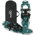 Gpeng Snowshoes for Men Women Youth Kids, Light Weight Aluminum Snow Shoes with Crampon Protector and Carrying Tote Bag (Blackgreen, 25 inch)