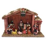 BELLE VOUS Christmas Crib set - Christmas Figurines Tabletop Scenes - Christmas Scene Crib Stable for Xmas Decoration Festive Display For Home